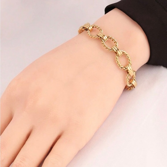 Gold Plated Stainless Steel Chain Bracelet - Picture 2 of 2